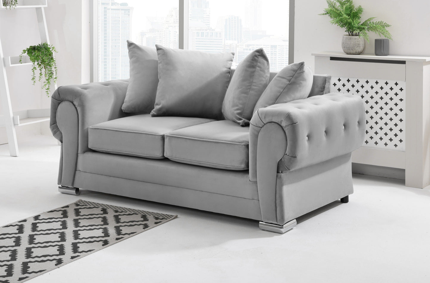 Verona Plush 3+2 Scatterback 2 Seater Pebble