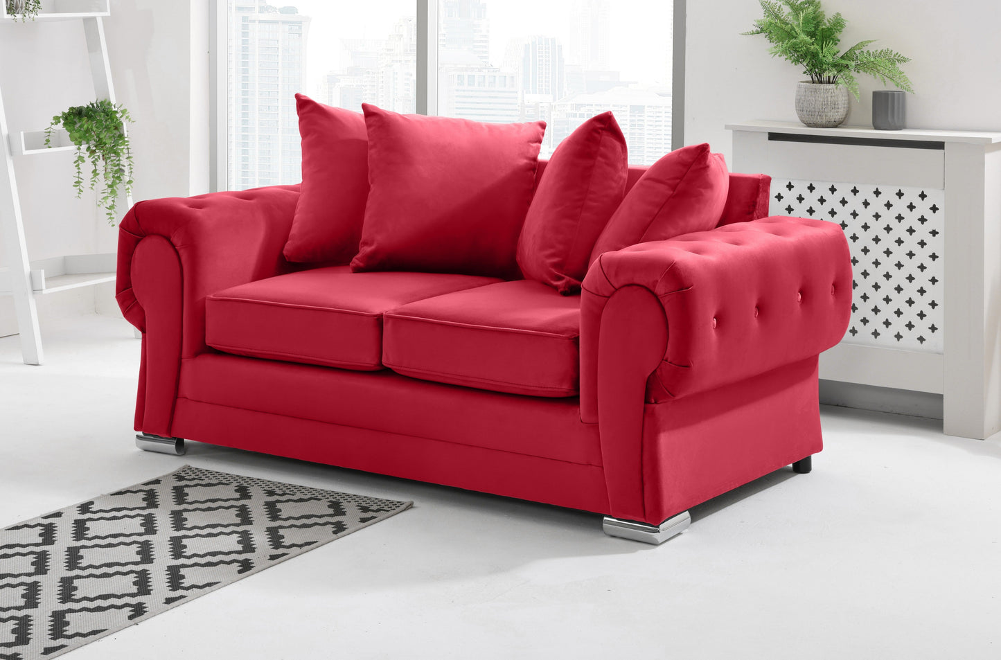 Verona Plush 3+2 Scatterback 2 Seater Red