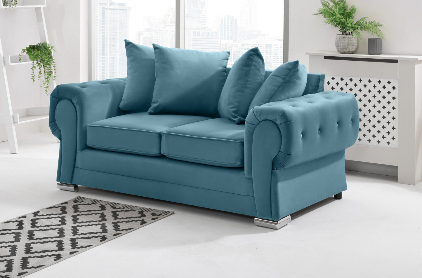 Verona Plush 3+2 Scatterback 2 Seater Sky