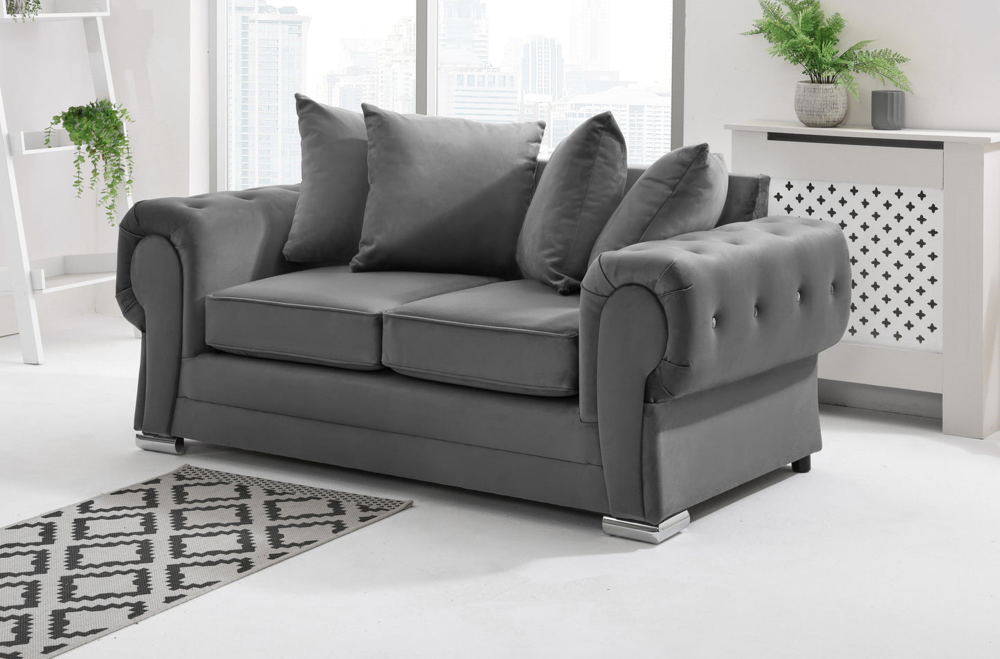 Verona Plush 3+2 Scatterback 2 Seater Grey