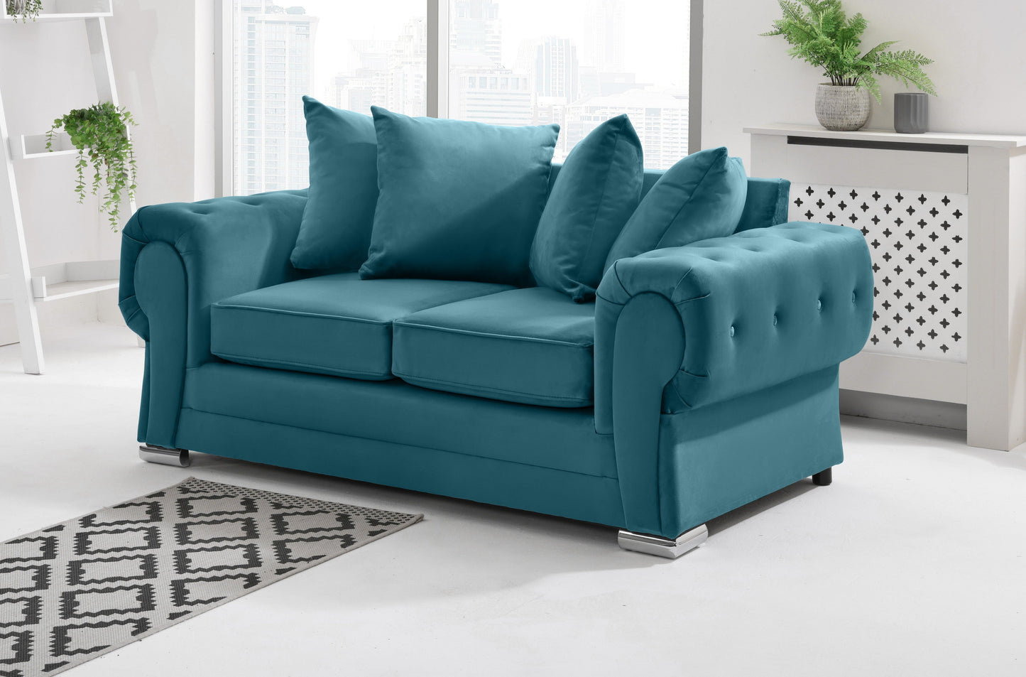 Verona Plush 3+2 Scatterback 2 Seater Teal