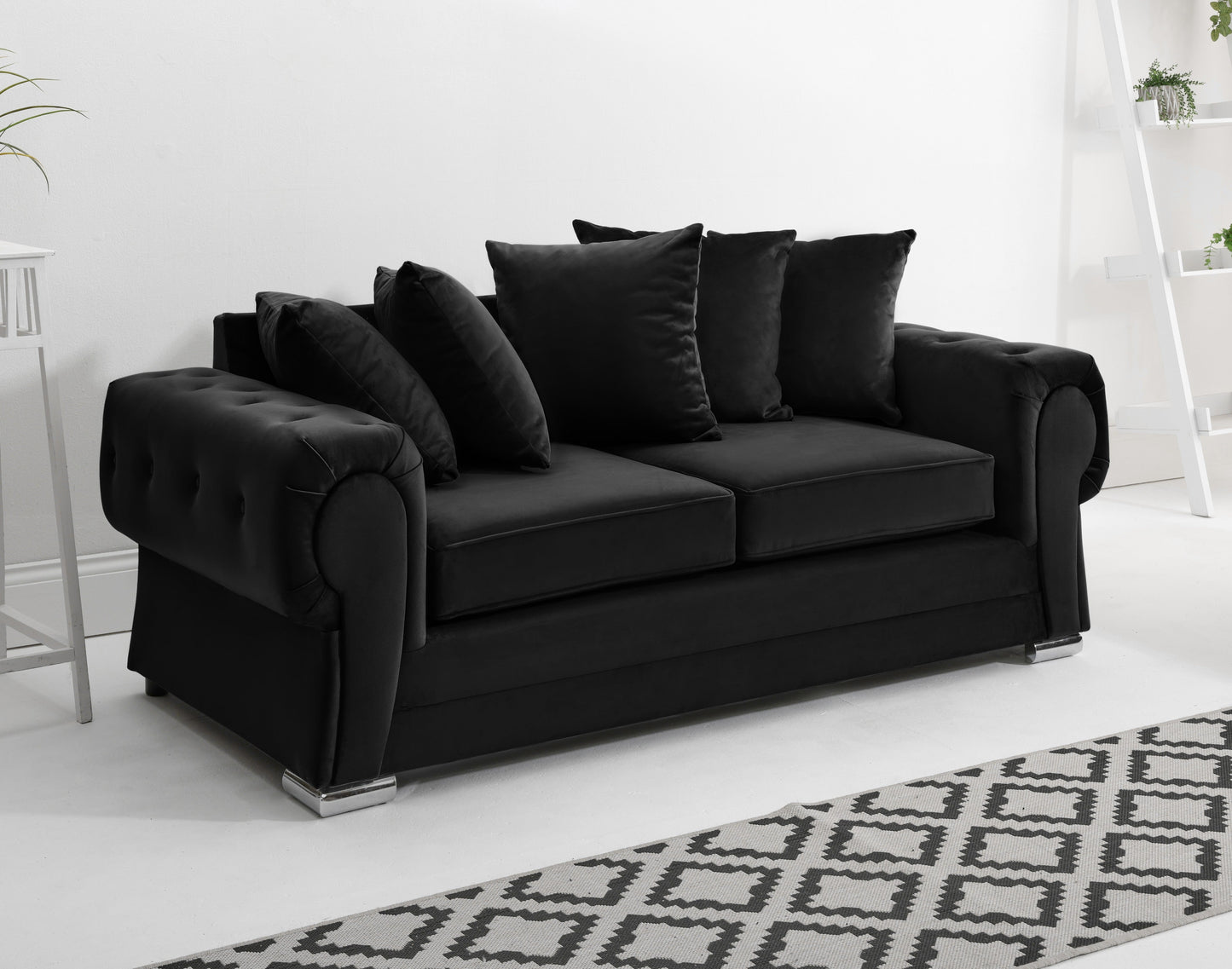 Verona Plush 3+2 Scatterback 3 Seater Black