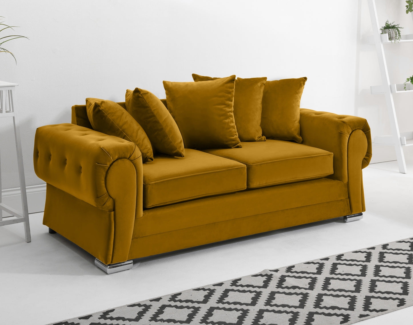 Verona Plush 3+2 Scatterback 3 Seater Mustard
