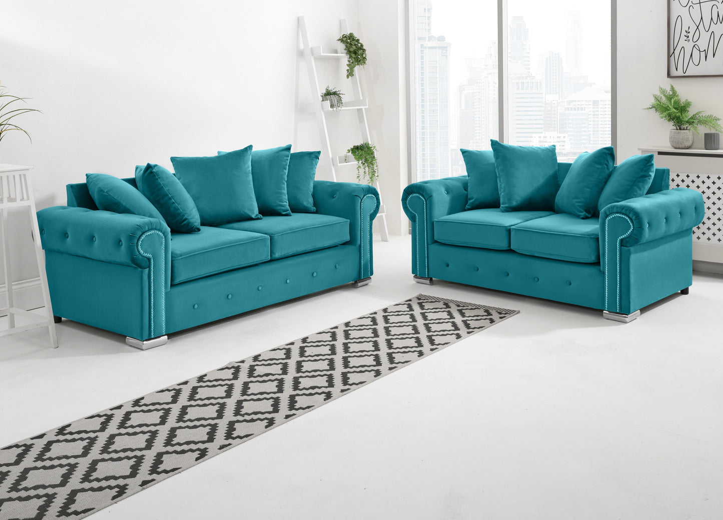 Olympia 3+2 Scatterback Turquoise