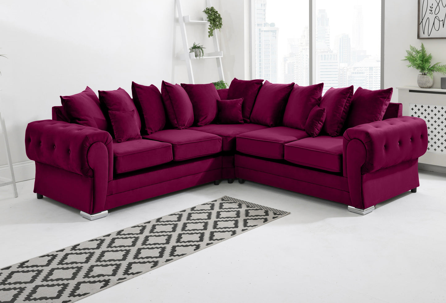 Verona Plush Corner Scatterback Claret