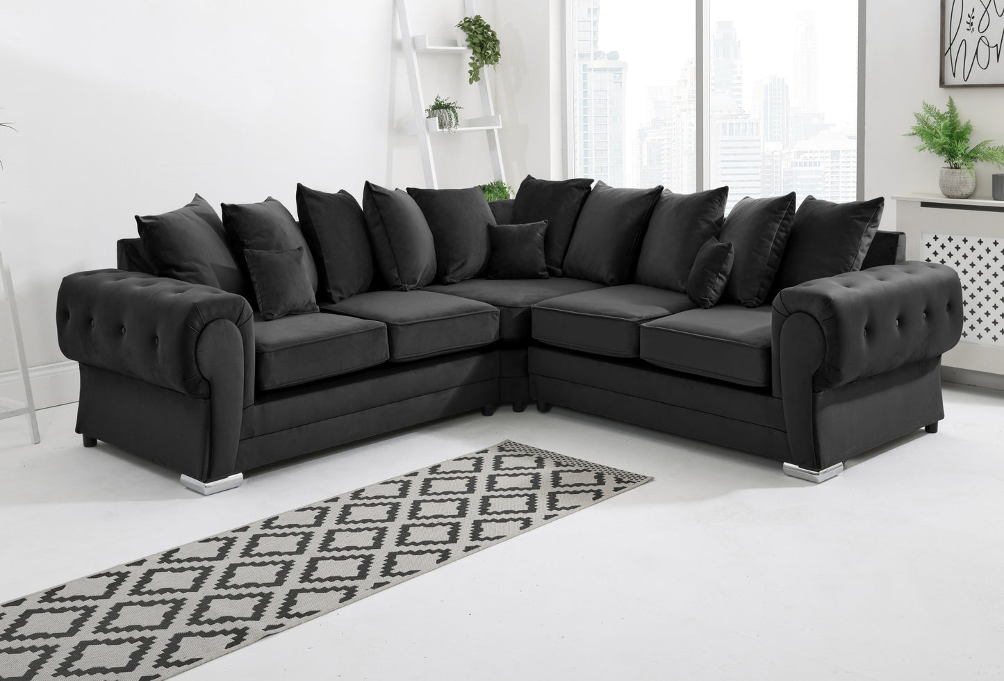 Verona Plush Corner Scatterback Black