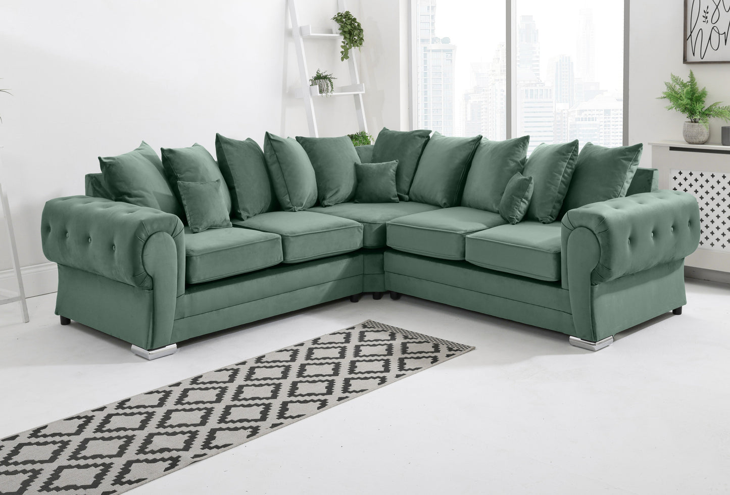 Verona Plush Corner Scatterback Green