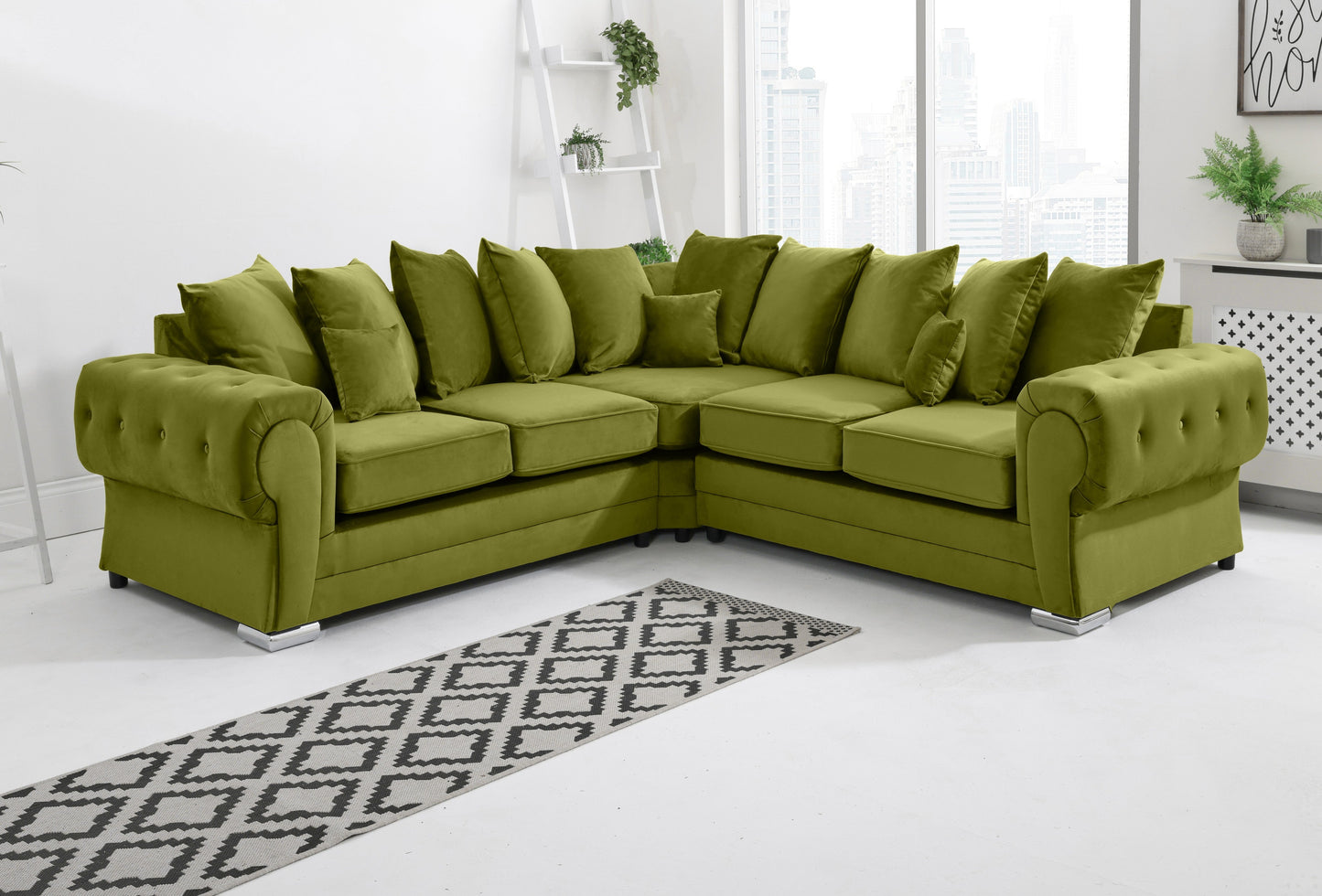 Verona Plush Corner Scatterback Olive