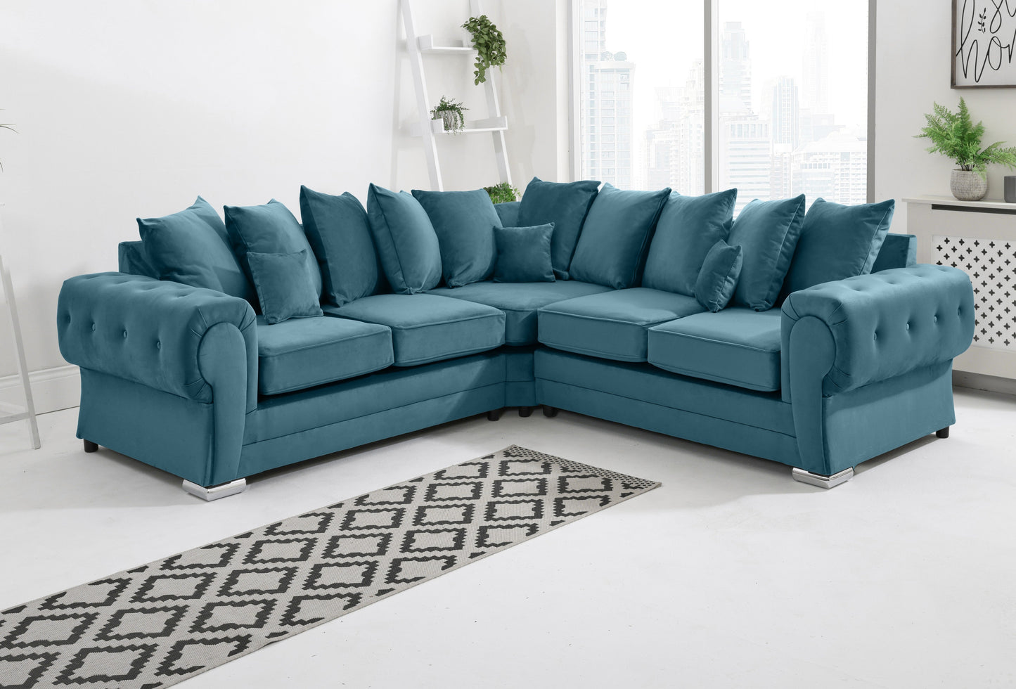 Verona Plush Corner Scatterback Teal