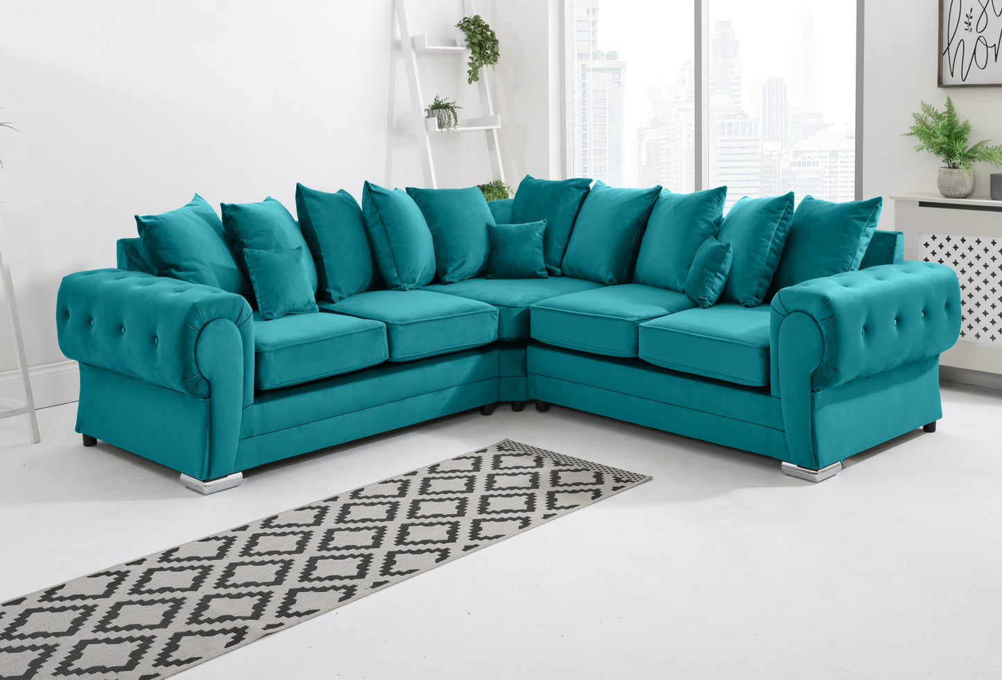 Verona Plush Corner Scatterback Turquoise