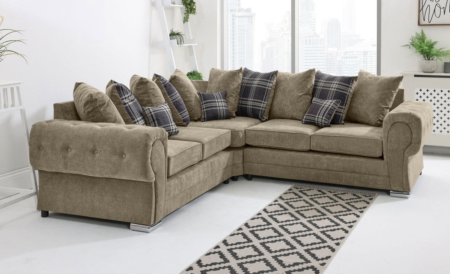 Verona Chenile Corner Scatterback Taupe