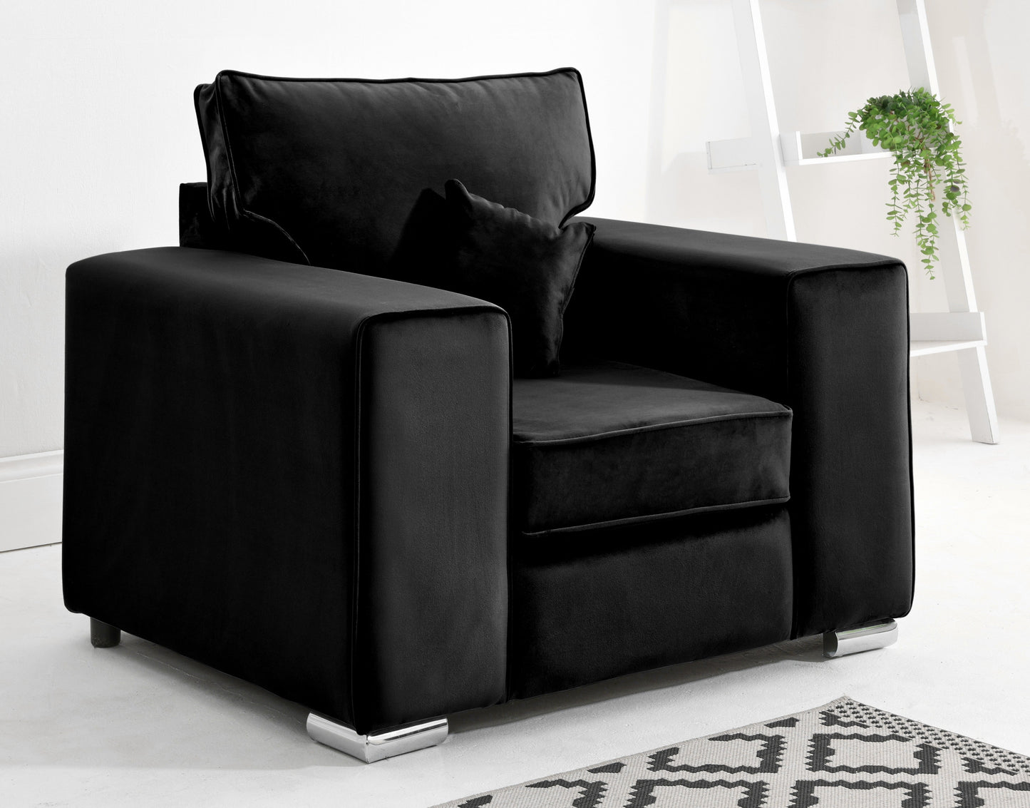 Madrid 3+2 Fullback Arm Chair Black