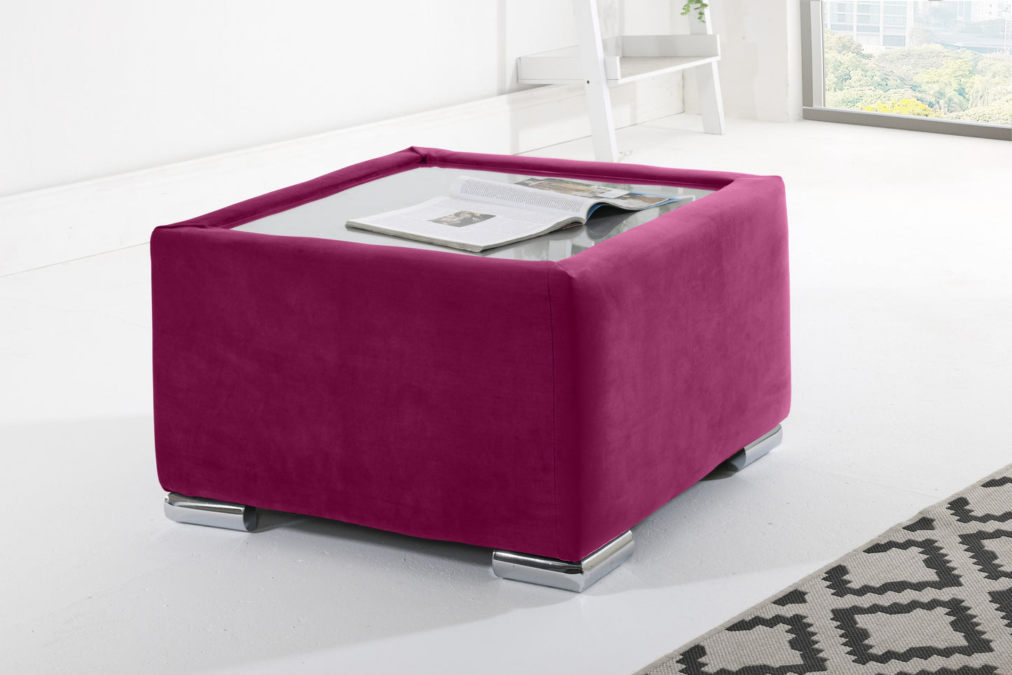 Verona Plush Corner Fullback Coffee Table Cerise