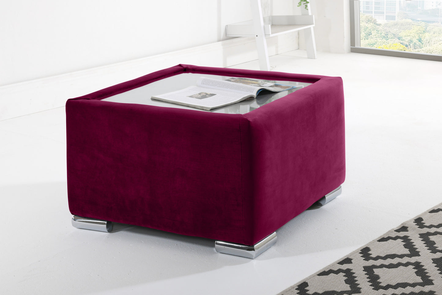 Verona Plush Corner Scatterback Coffee Table Claret