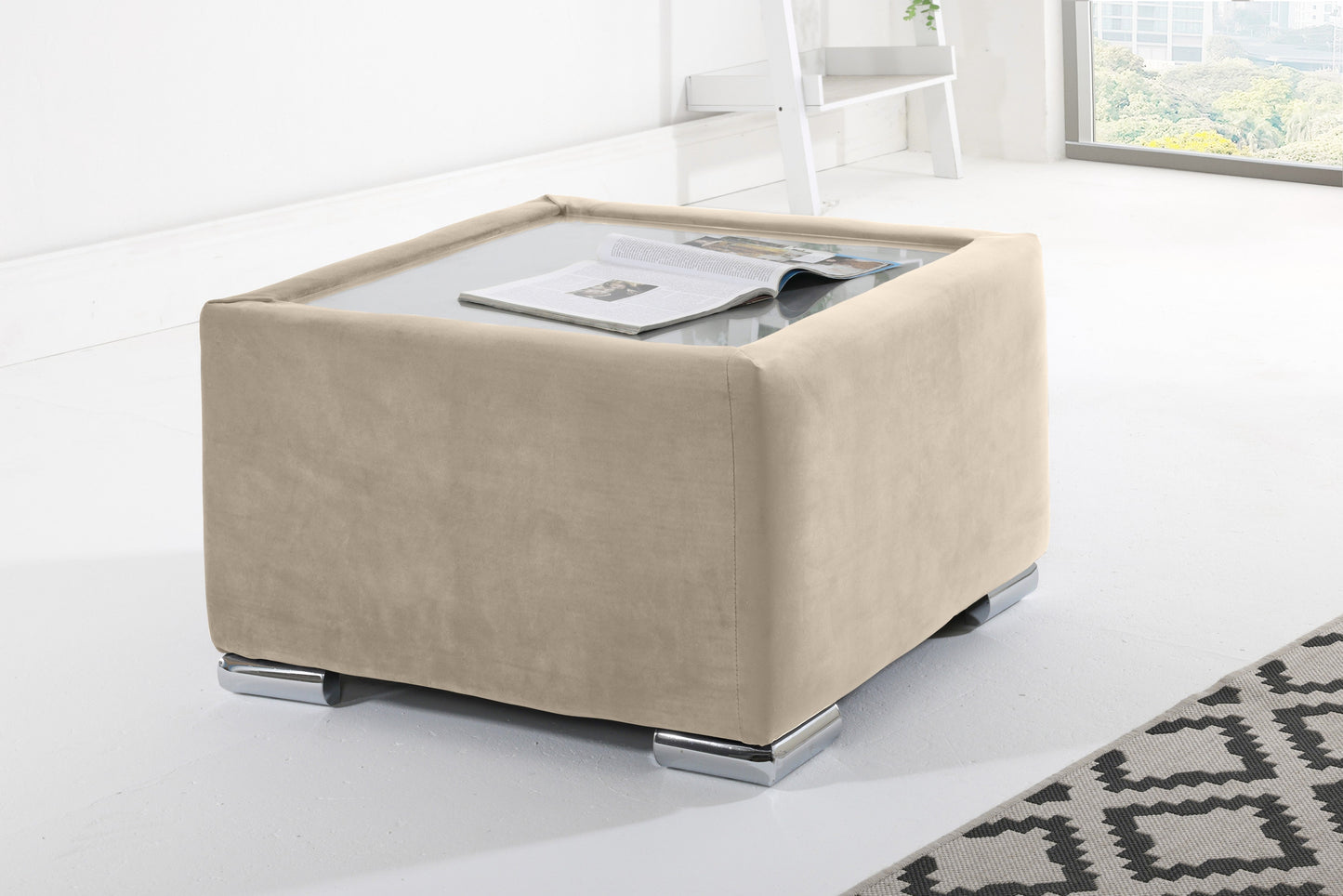 Verona Plush Corner Scatterback Coffee Table Cream