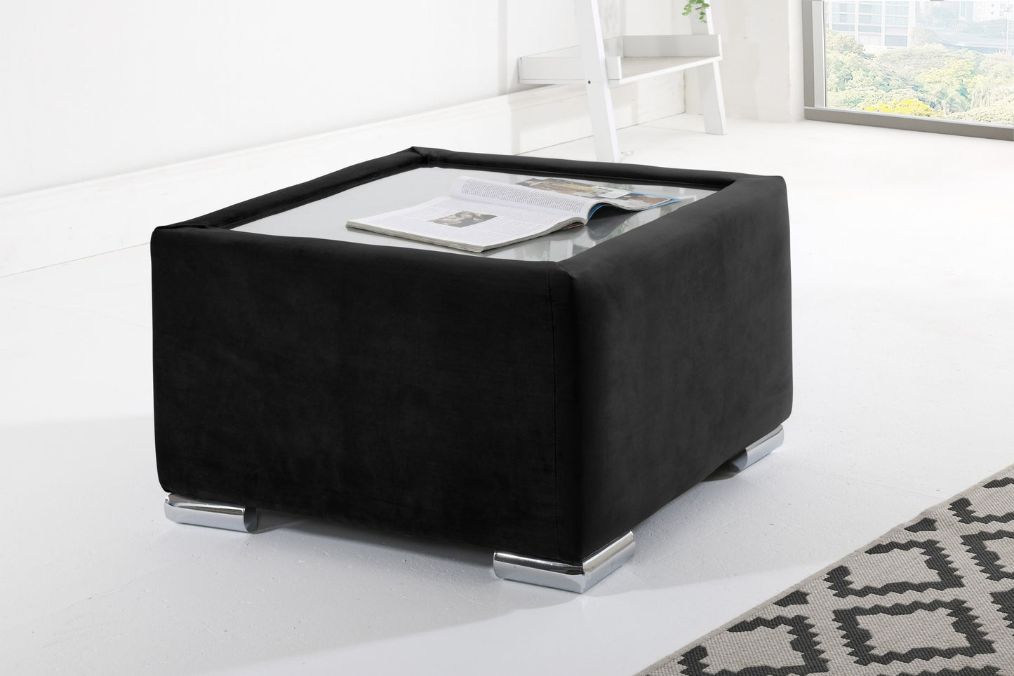 Verona Plush Corner Fullback Coffee Table Black