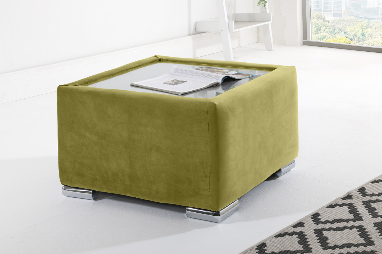 Verona Plush Corner Scatterback Coffee Table Lime