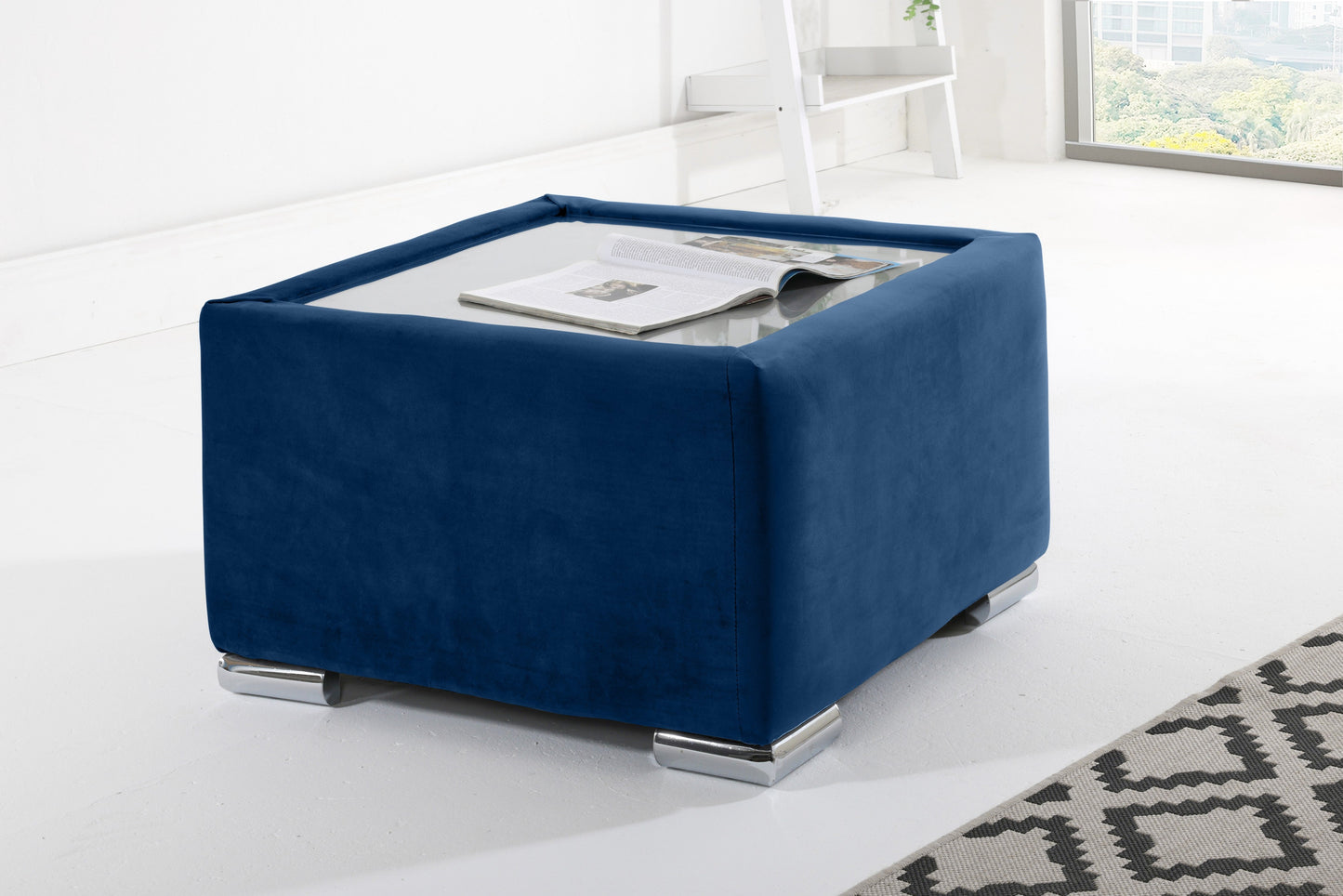 Verona Plush Corner Fullback Coffee Table Blue