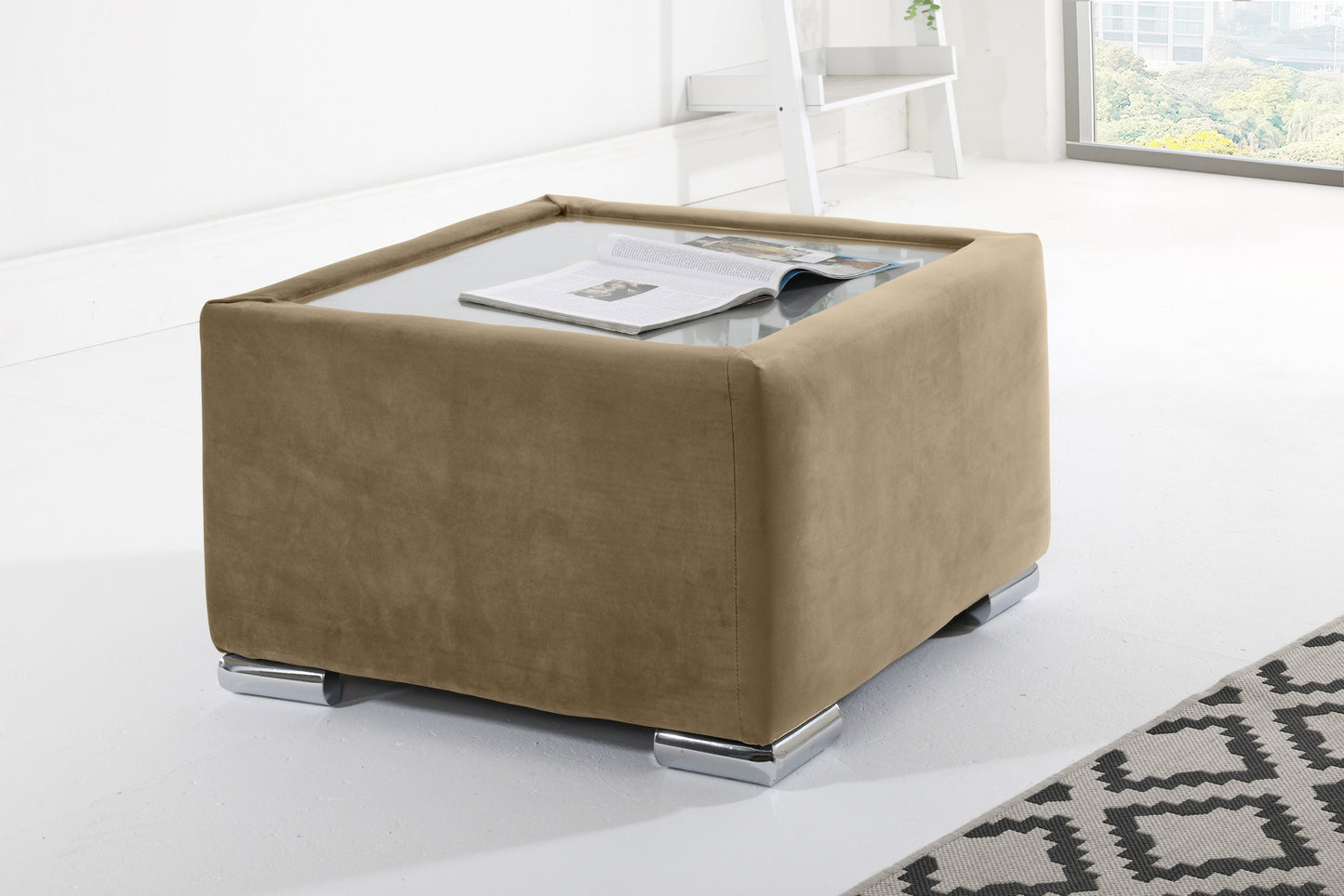 Verona Plush Corner Fullback Coffee Table Mink