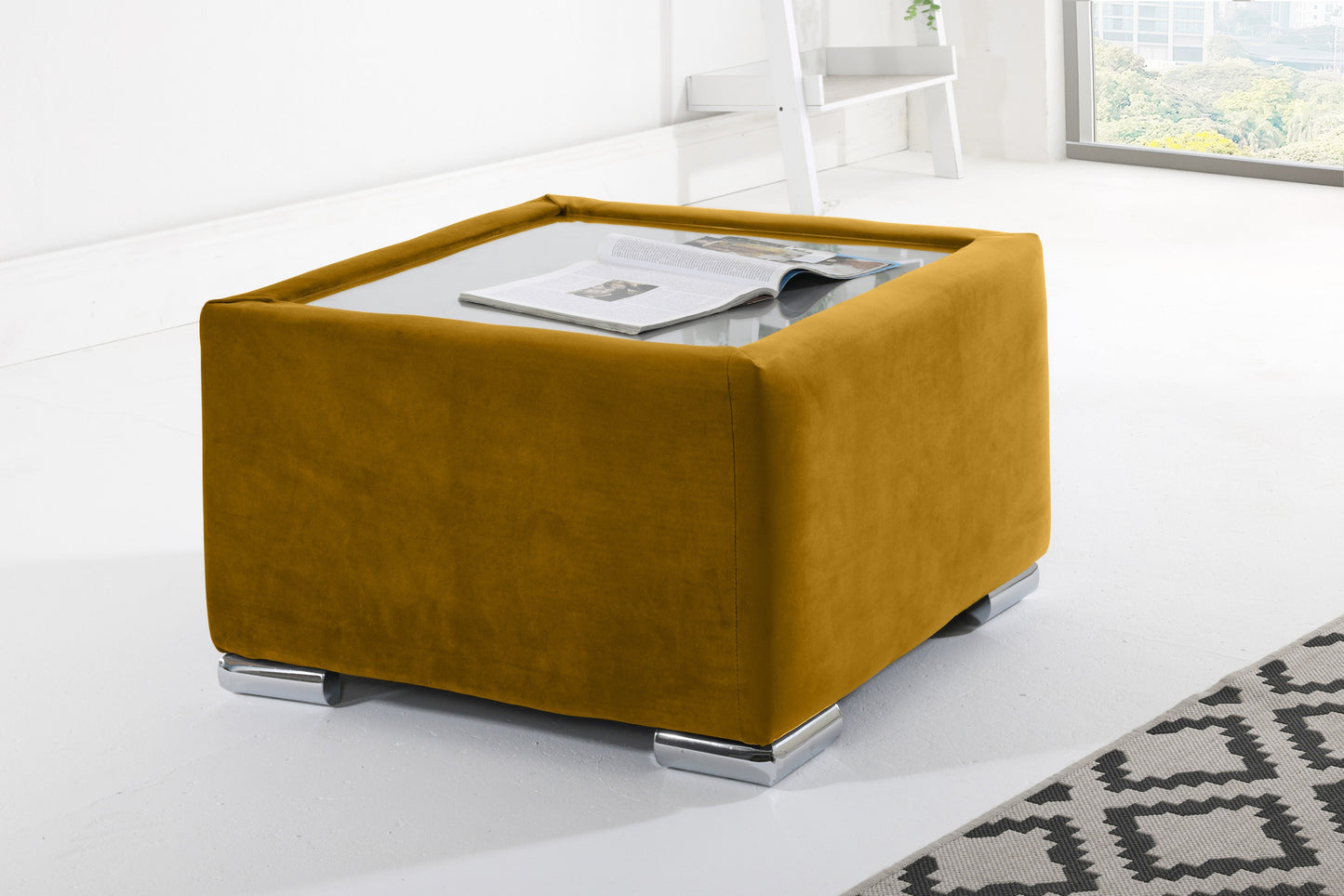 Verona Plush Corner Fullback Coffee Table Mustard