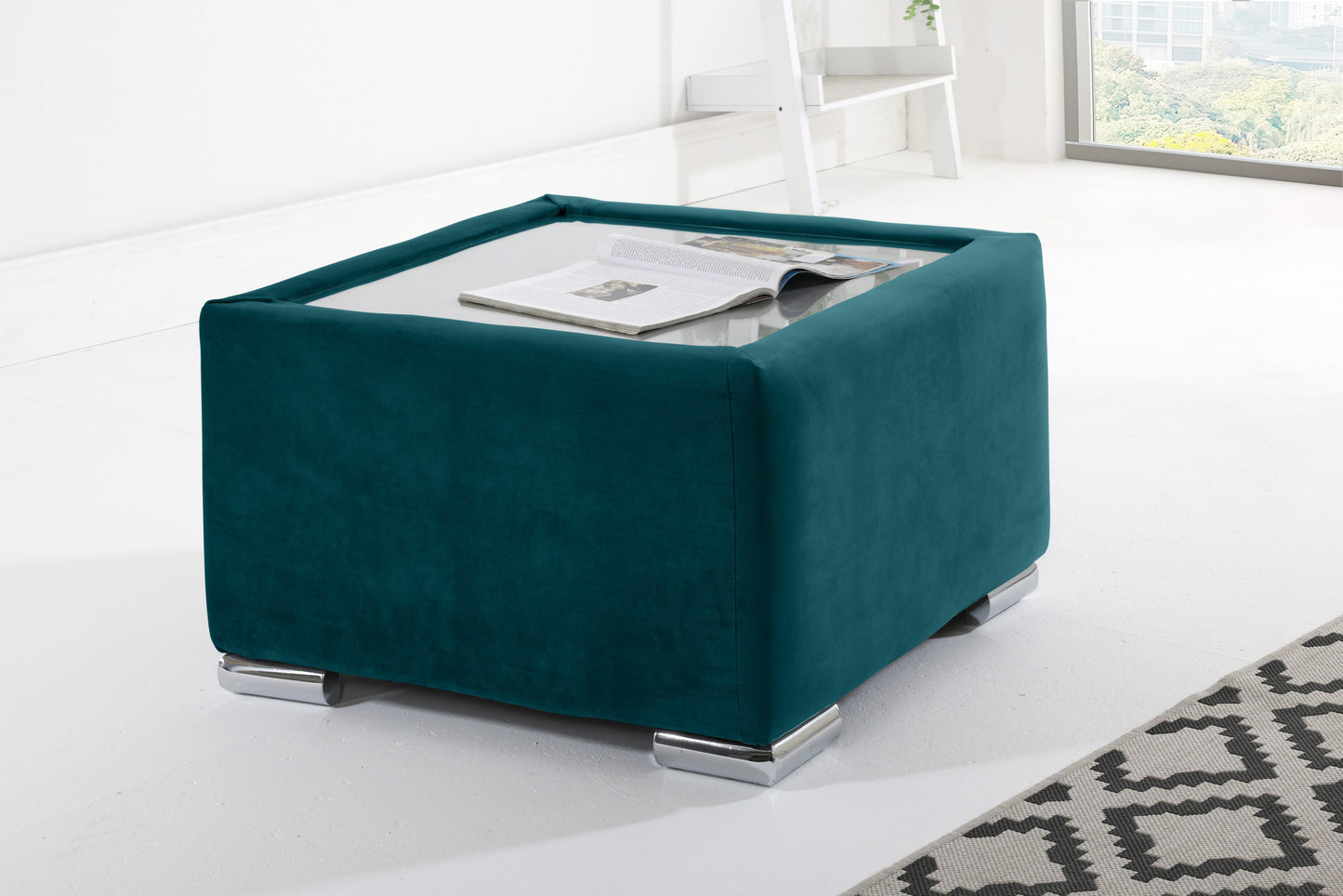 Verona Plush Corner Fullback Coffee Table New Teal