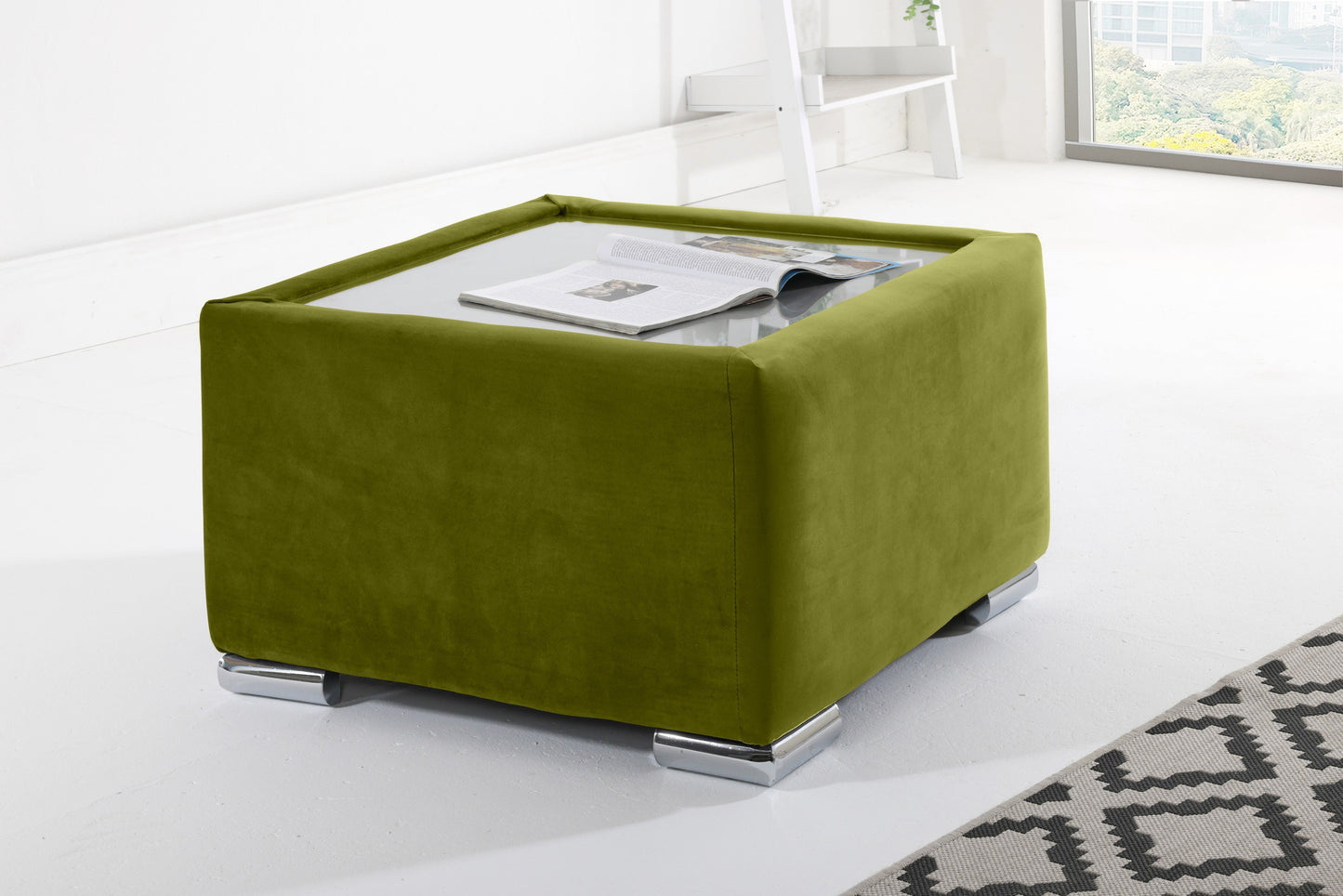 Verona Plush Corner Scatterback Coffee Table Olive