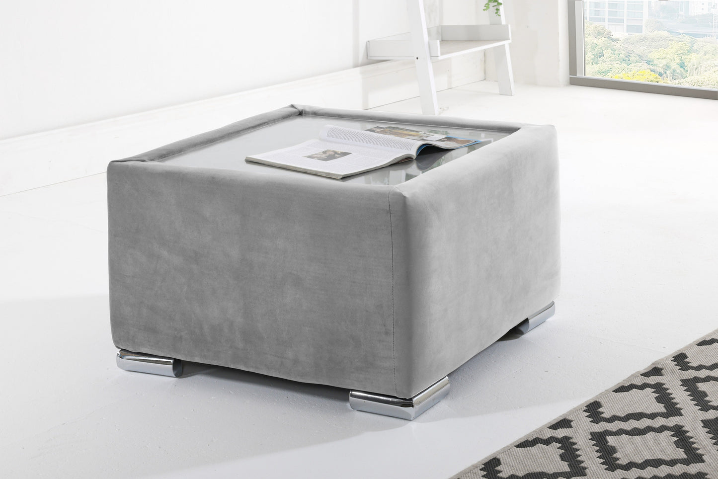 Verona Plush Corner Fullback Coffee Table Pebble