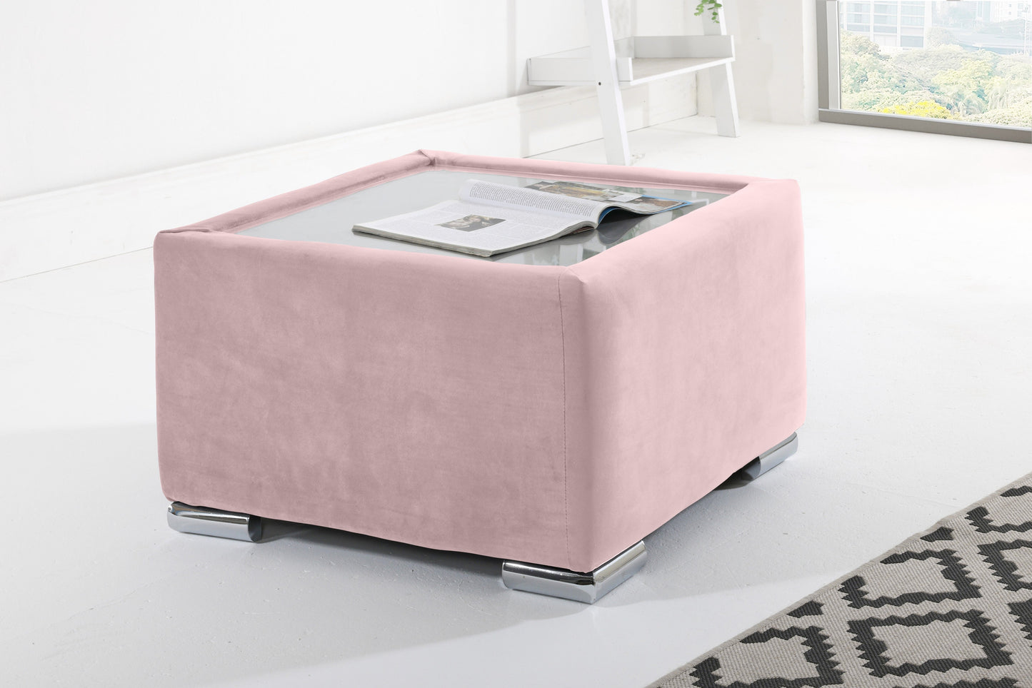 Verona Plush Corner Fullback Coffee Table Pink