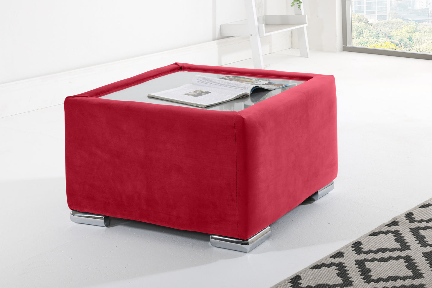Verona Plush Corner Fullback Coffee Table Red