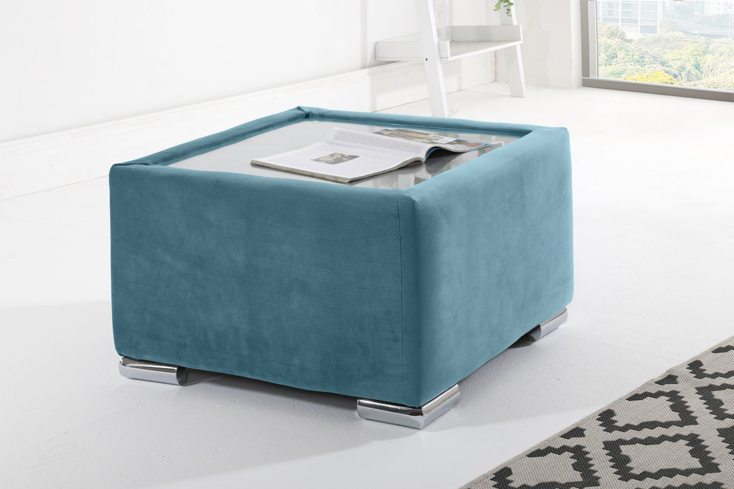 Verona Plush Corner Scatterback Coffee Table Sky