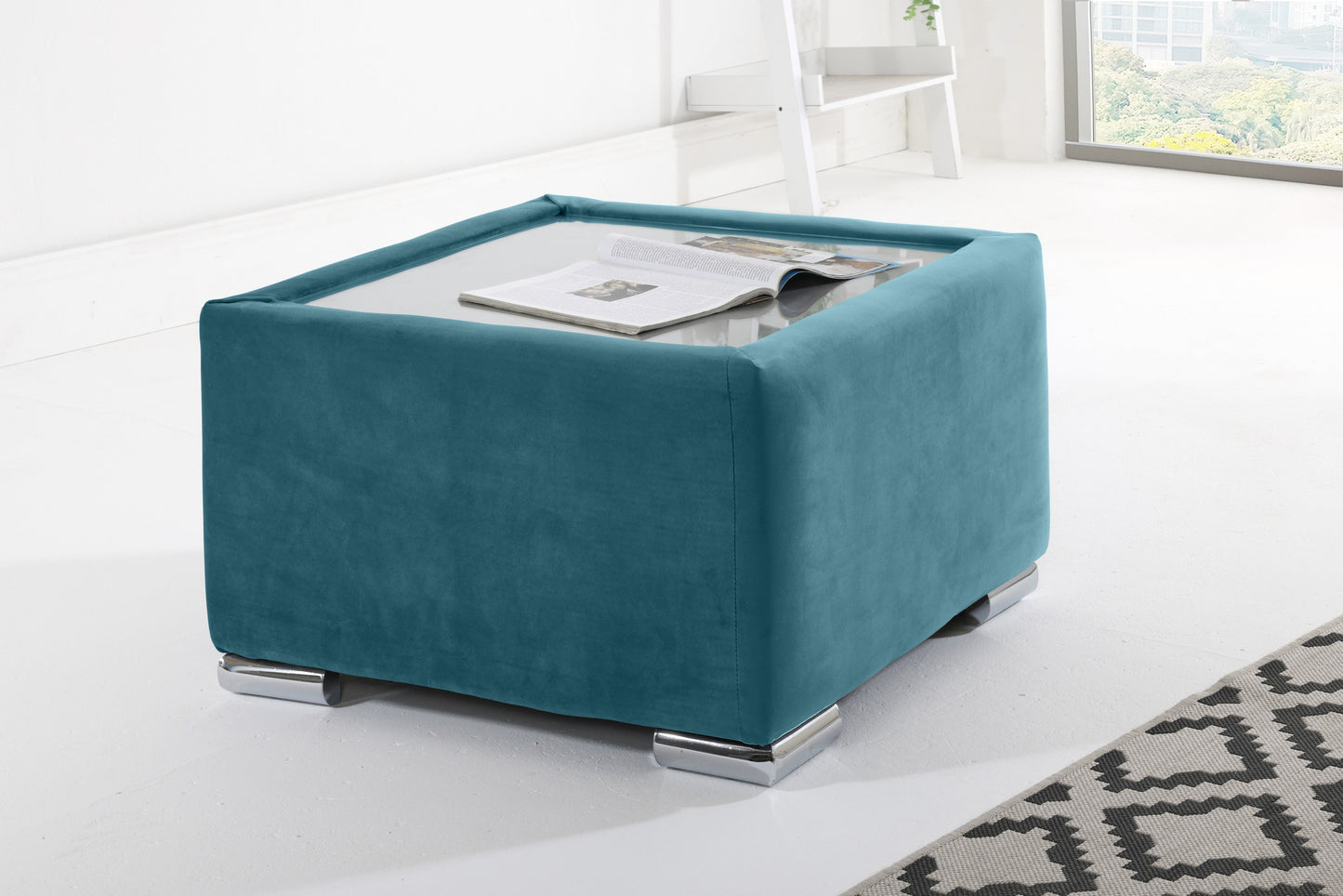 Verona Plush Corner Fullback Coffee Table Teal
