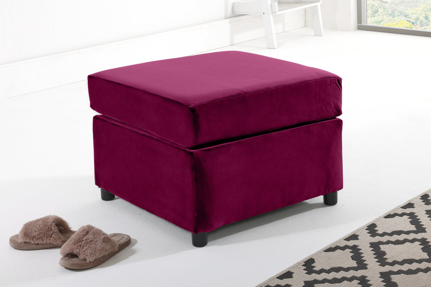Madrid Corner Fullback Footstool Claret