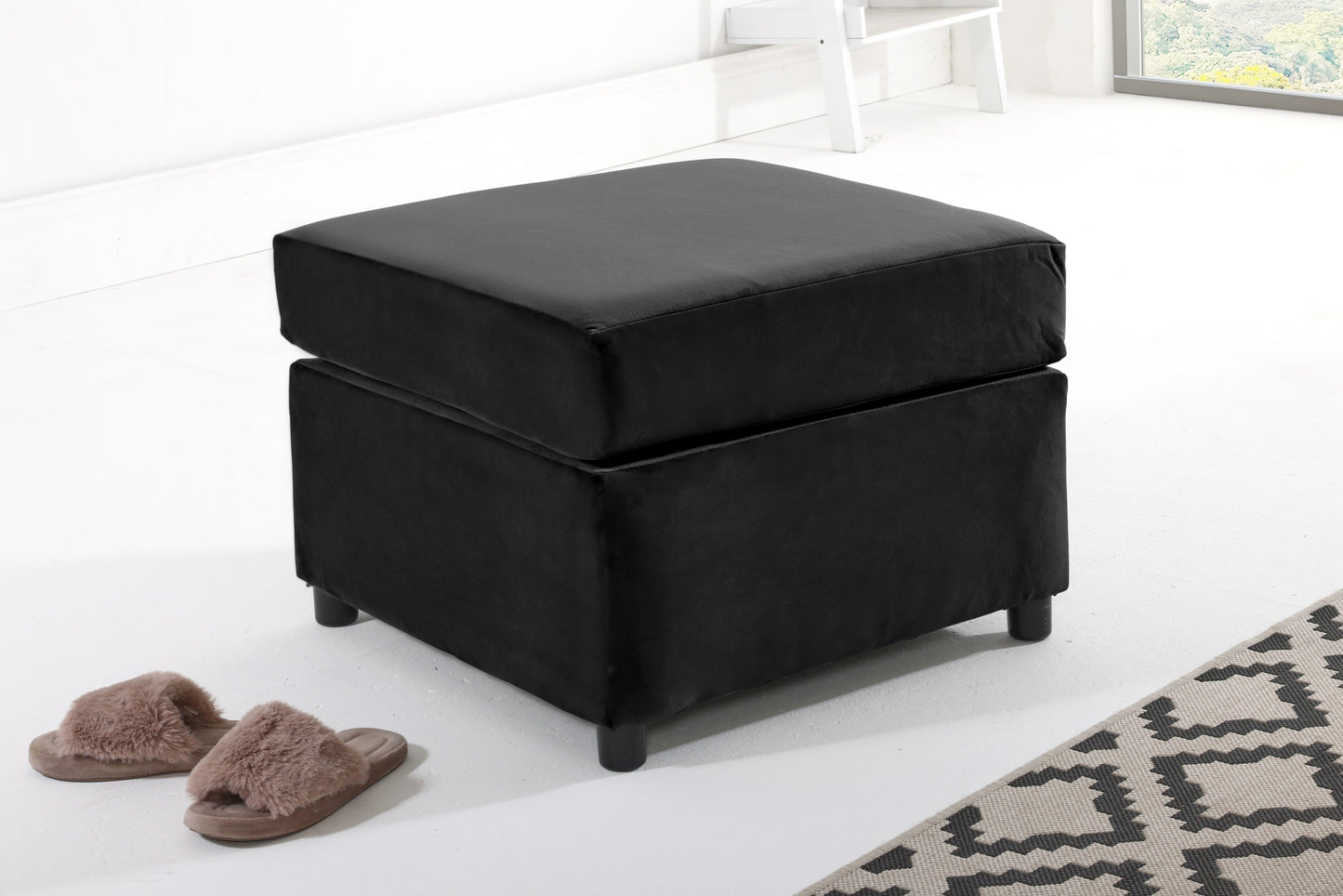 Madrid Corner Fullback Footstool Black