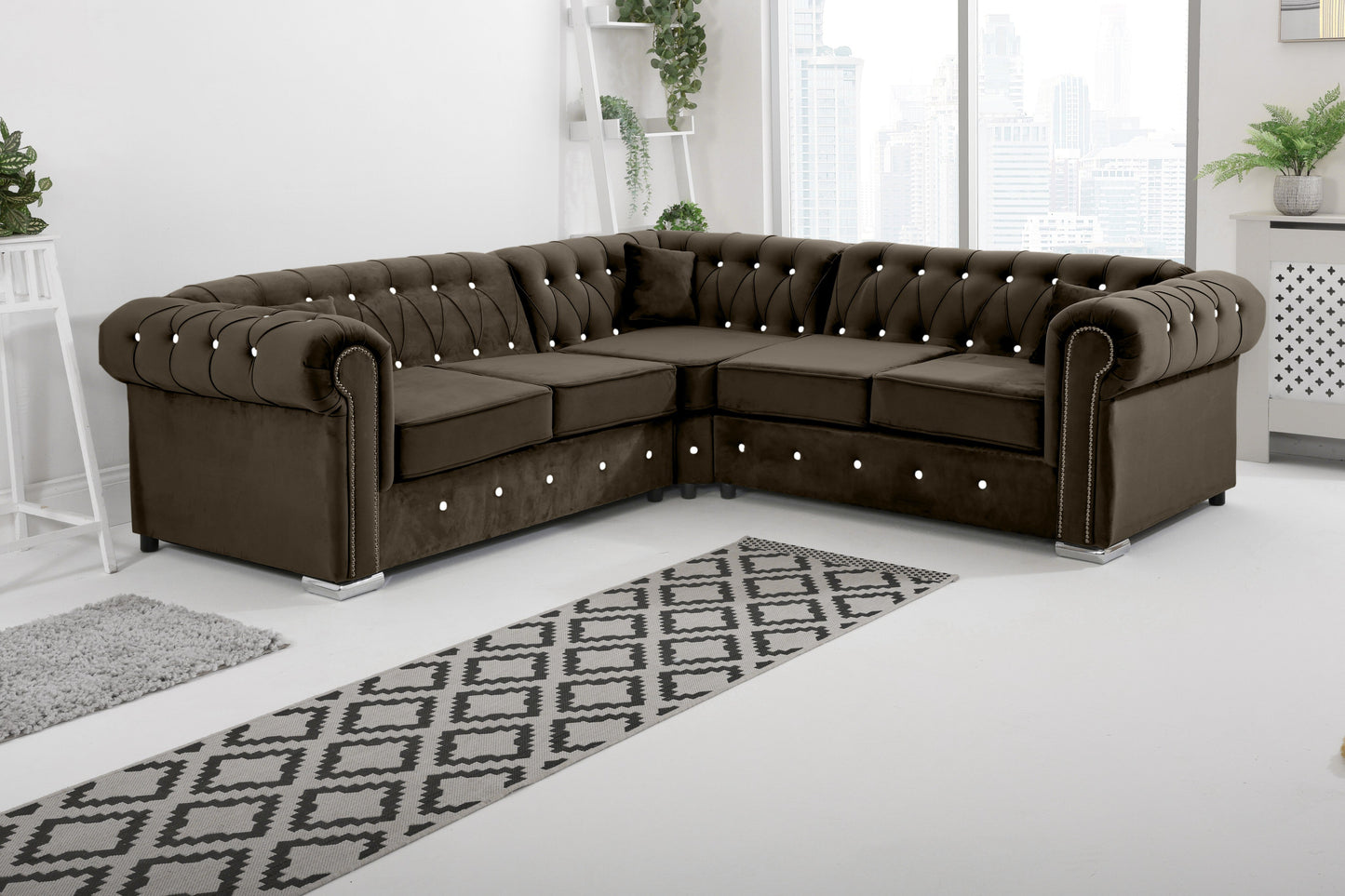 Olympia Chesterfield With Dimond - Corner - Extra Cushions