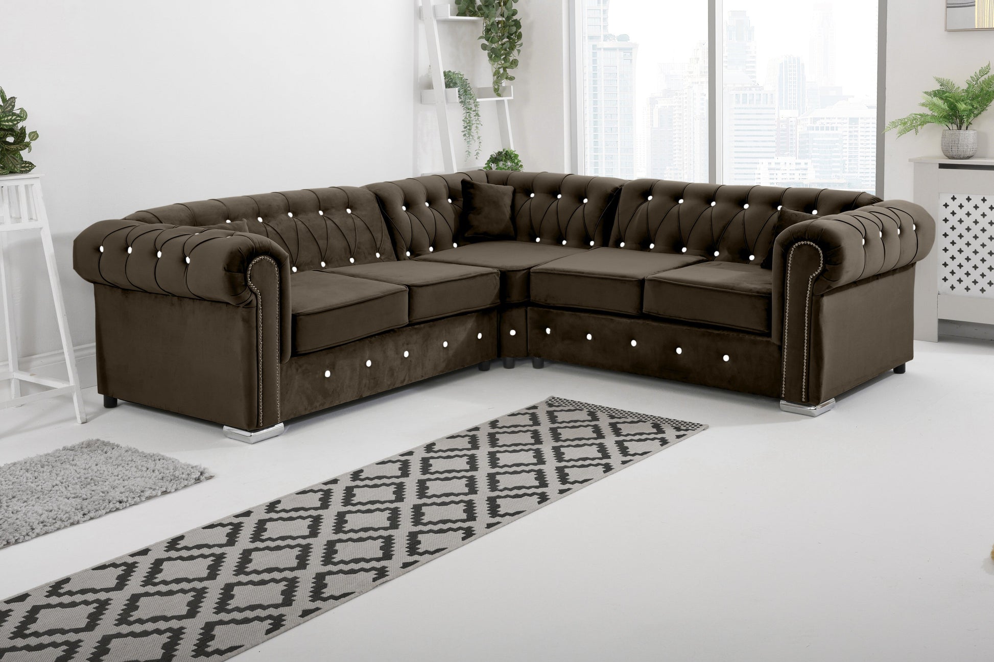 Olympia Chesterfield With Dimond - Corner - Extra Cushions