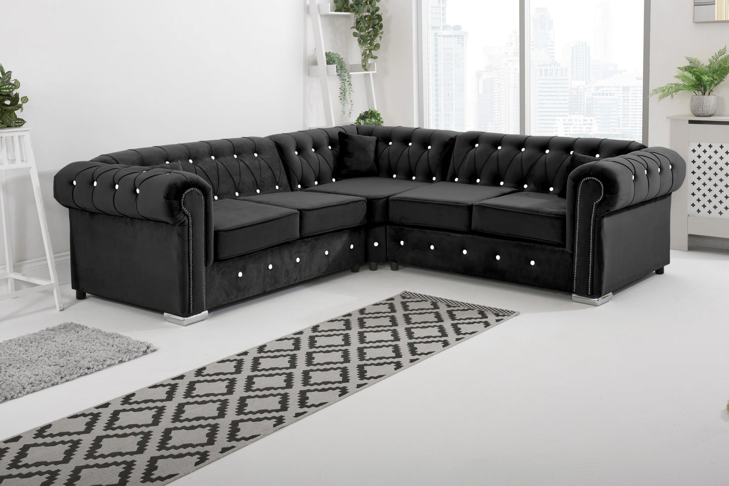 Olympia Chesterfield With Dimond - Corner - Extra Cushions