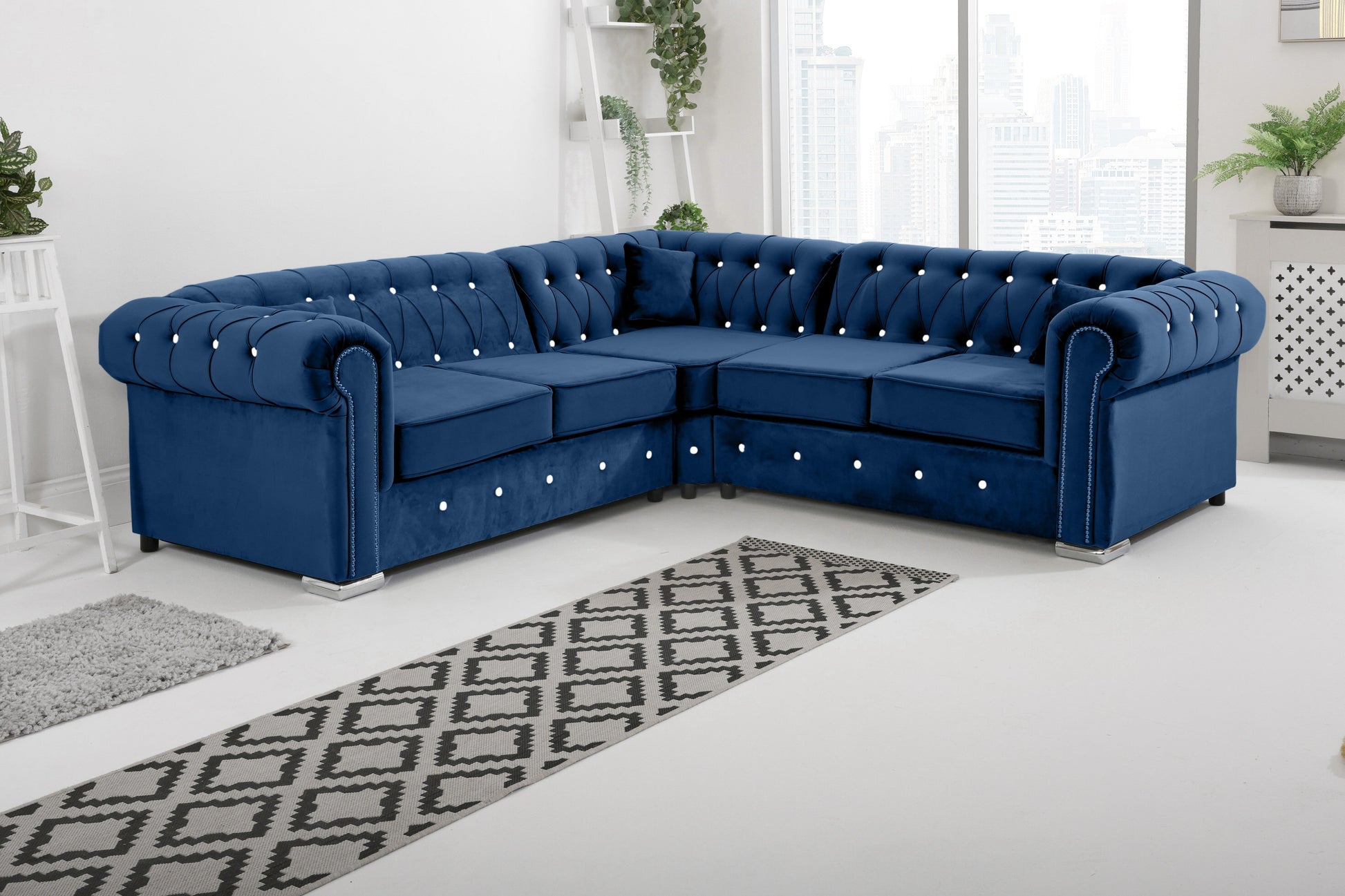 Olympia Chesterfield With Dimond - Corner - Extra Cushions