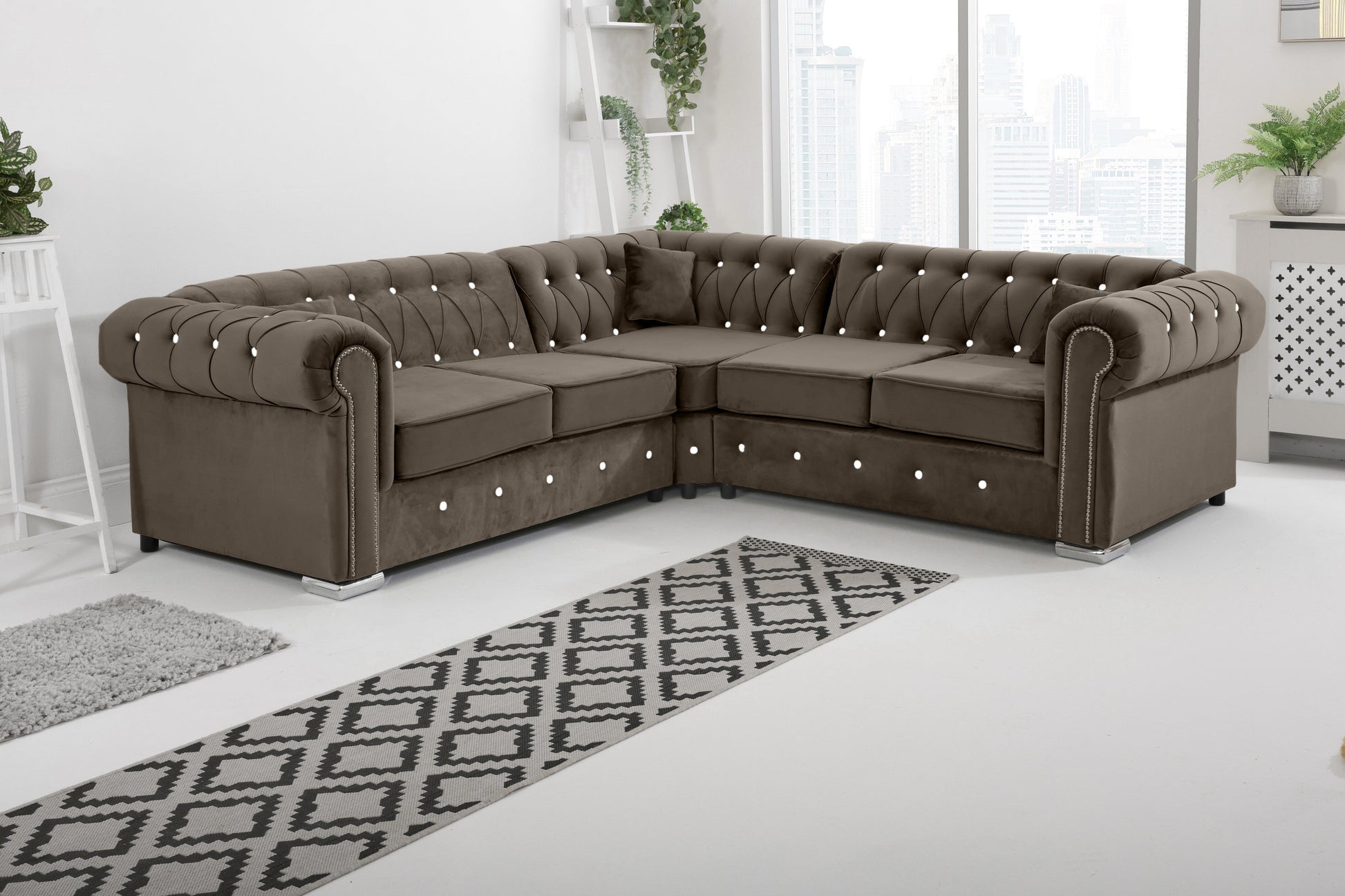 Olympia Chesterfield With Dimond - Corner - Extra Cushions