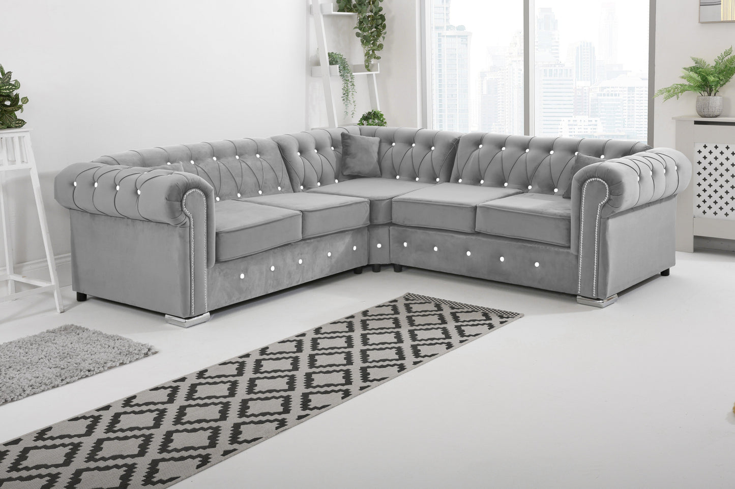 Olympia Chesterfield With Dimond - Corner - Extra Cushions Corner