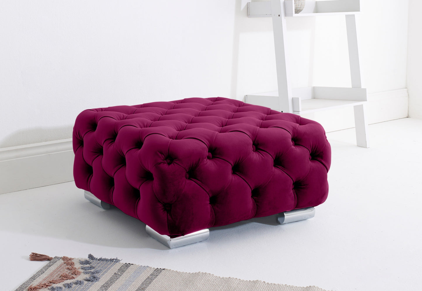 Verona Plush Corner Fullback Footstool Claret