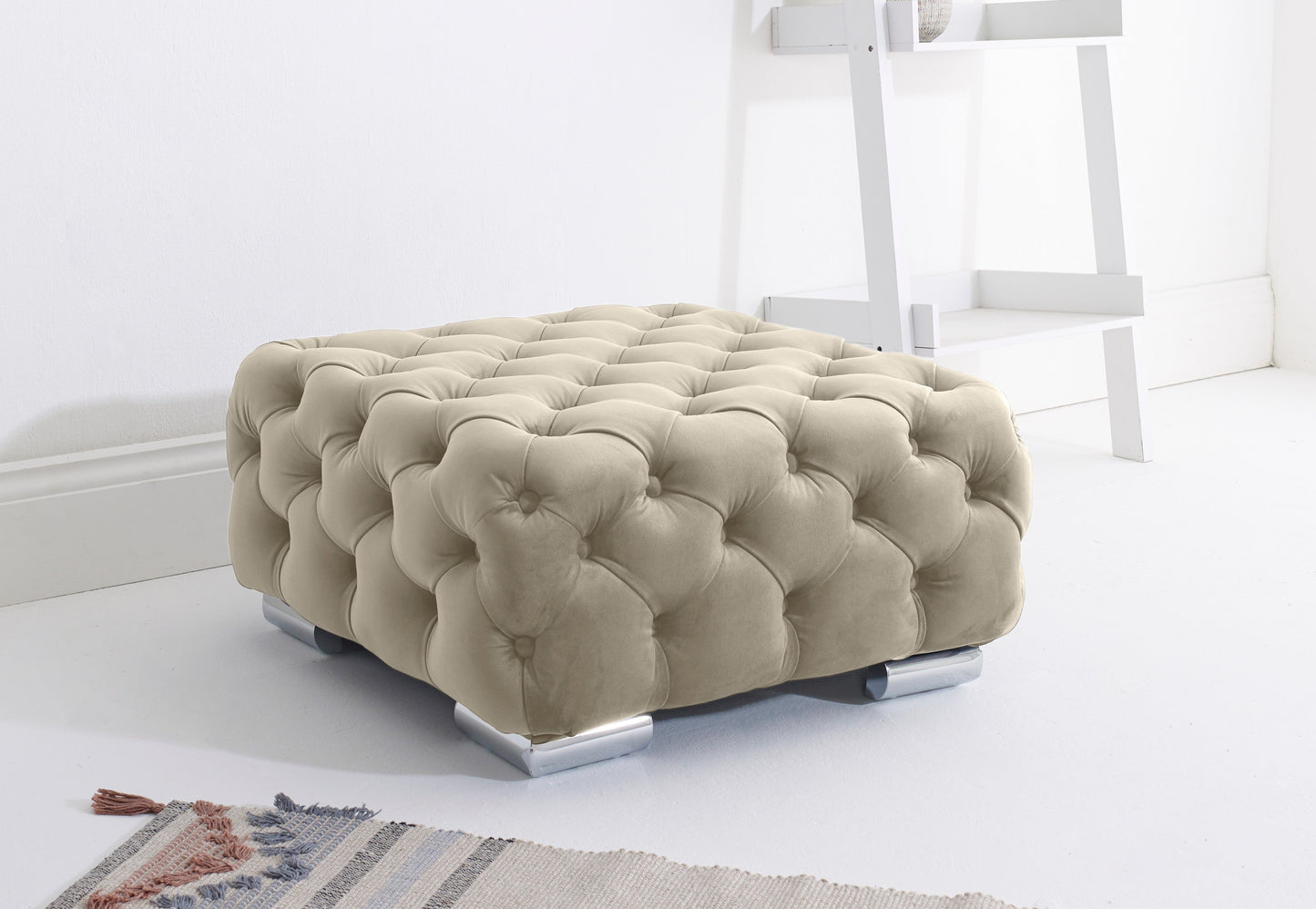Olympia Corner Scatterback Footstool Cream