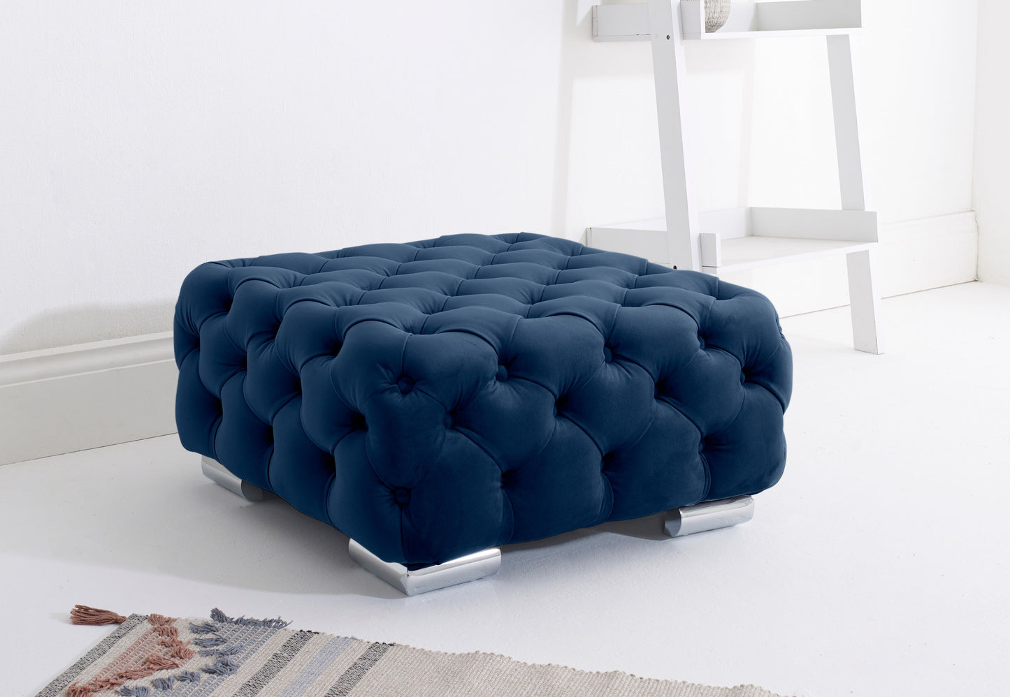 Verona Plush Corner Scatterback Footstool Blue