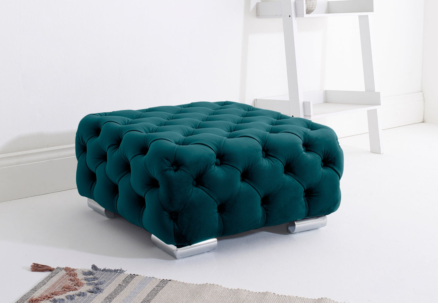 Verona Plush Corner Scatterback Footstool New Teal