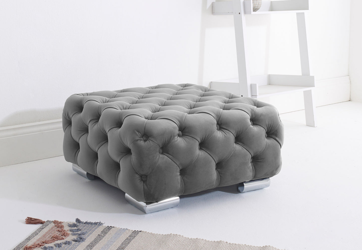 Verona Plush Corner Scatterback Footstool Pebble