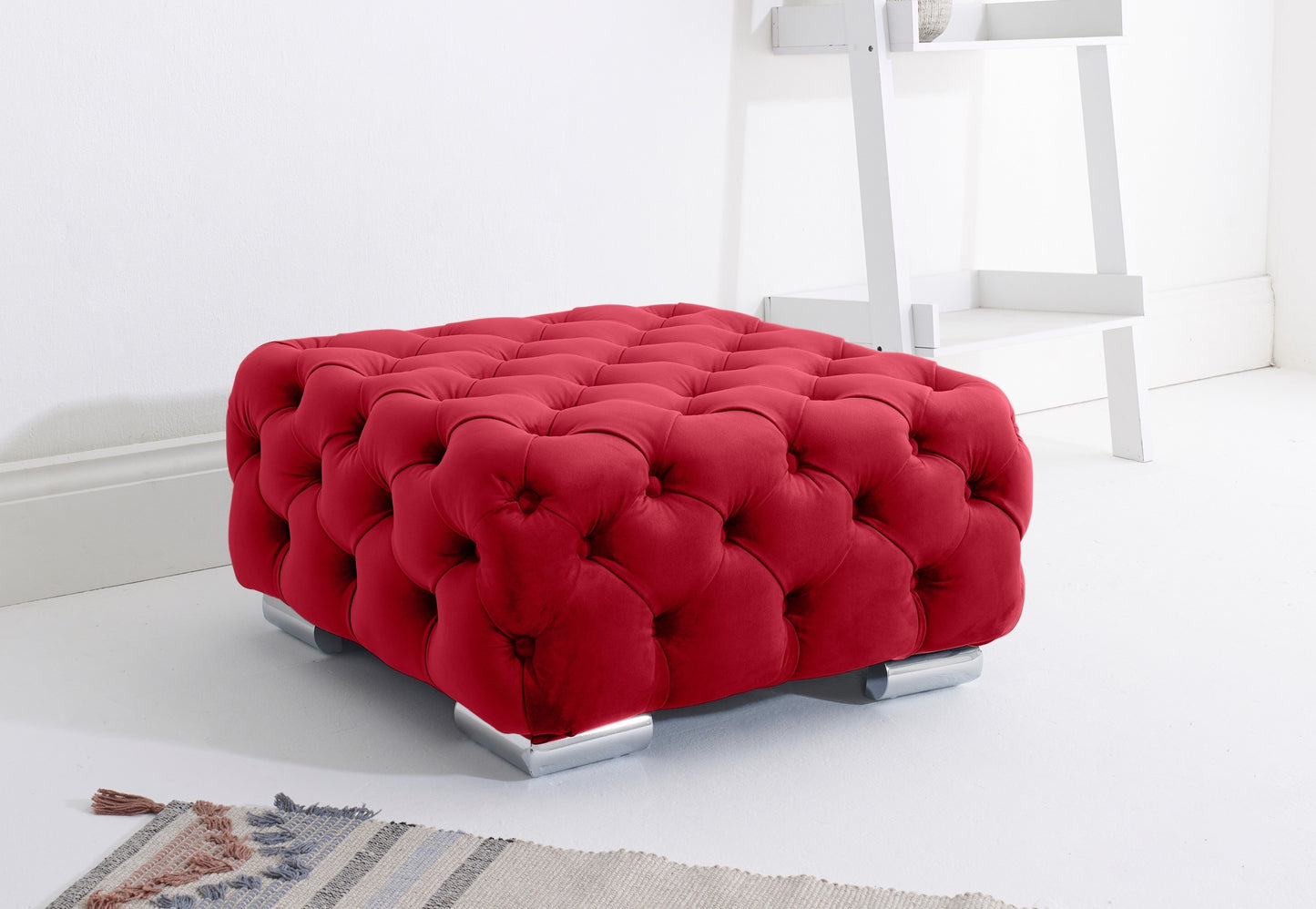 Olympia Corner Scatterback Footstool Red