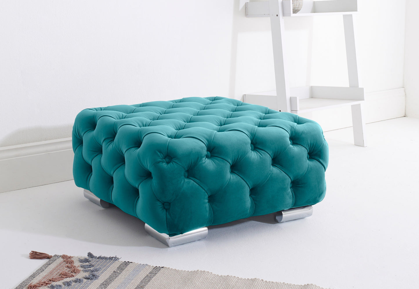 Olympia Corner Scatterback Footstool Turquoise