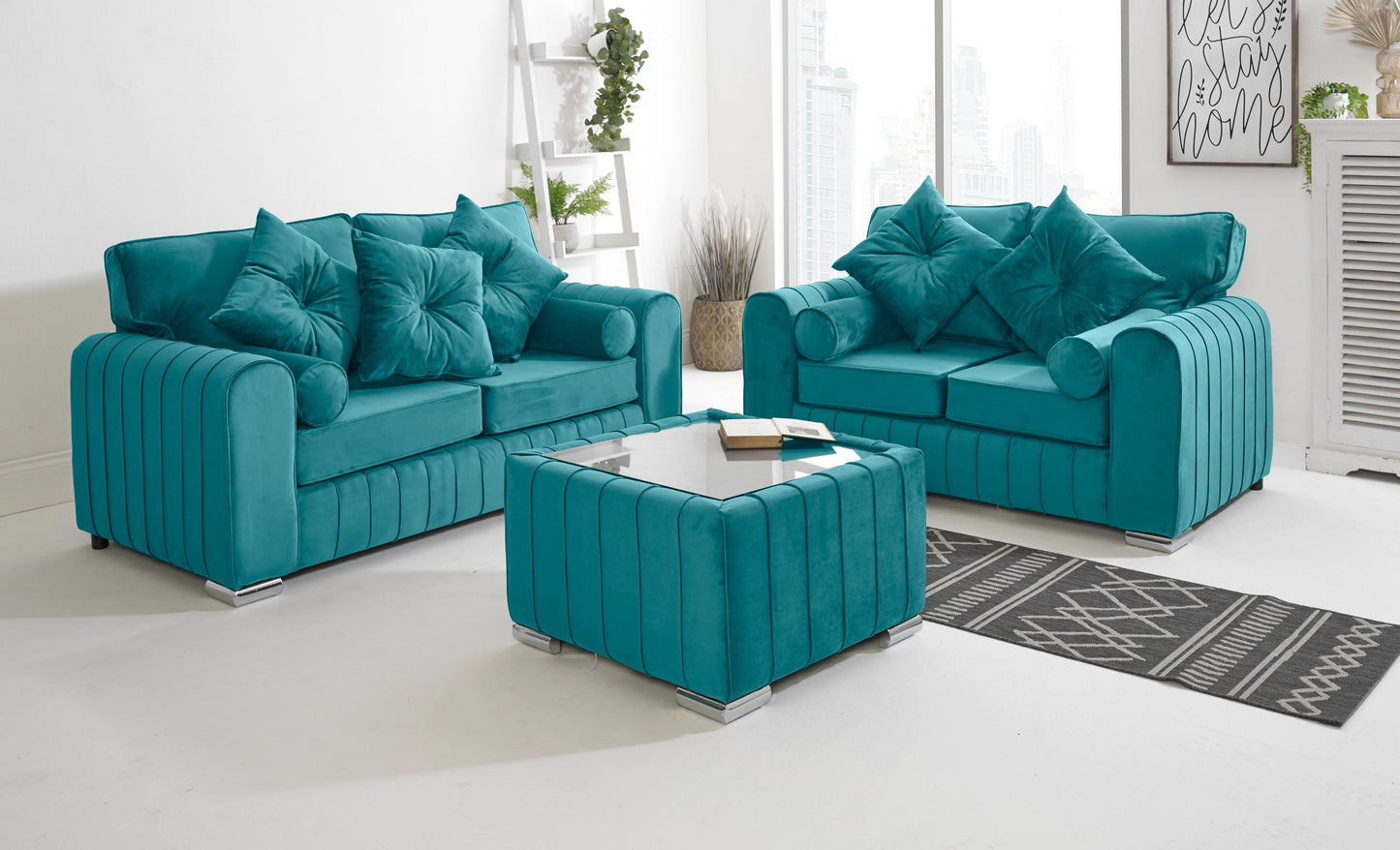 Lilly 3+2 Fullback + Extra Cushions 3+2 Turquoise