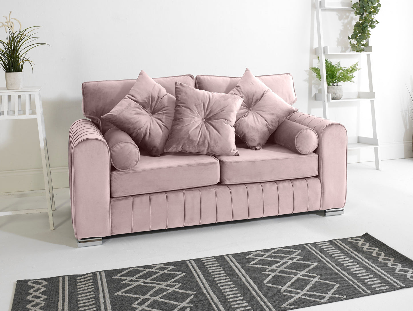 Lilly 3+2 Fullback + Extra Cushions 3 Seater Pink