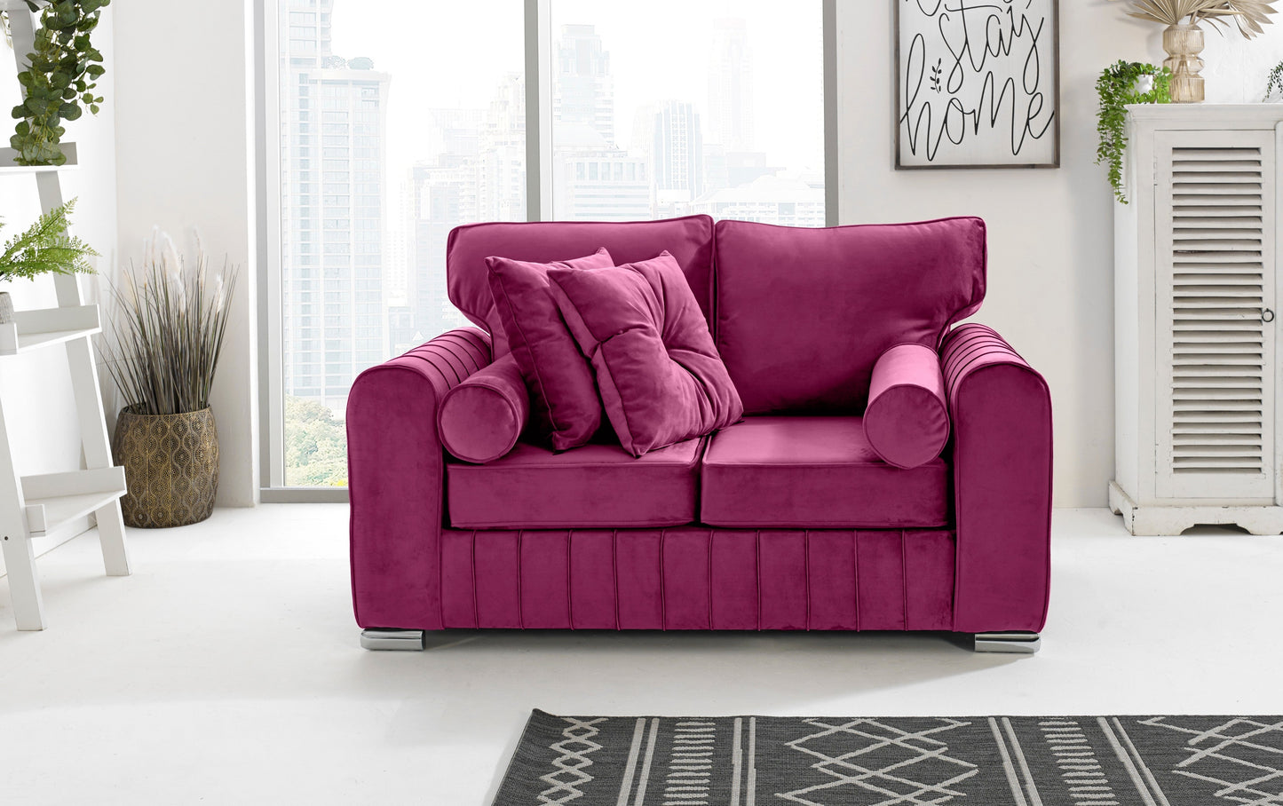 Lilly 3+2 Fullback + Extra Cushions 2 Seater Cerise