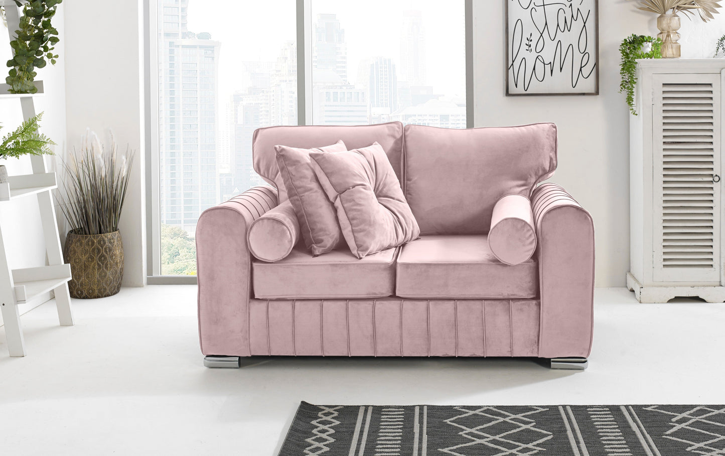 Lilly 3+2 Fullback + Extra Cushions 2 Seater Pink